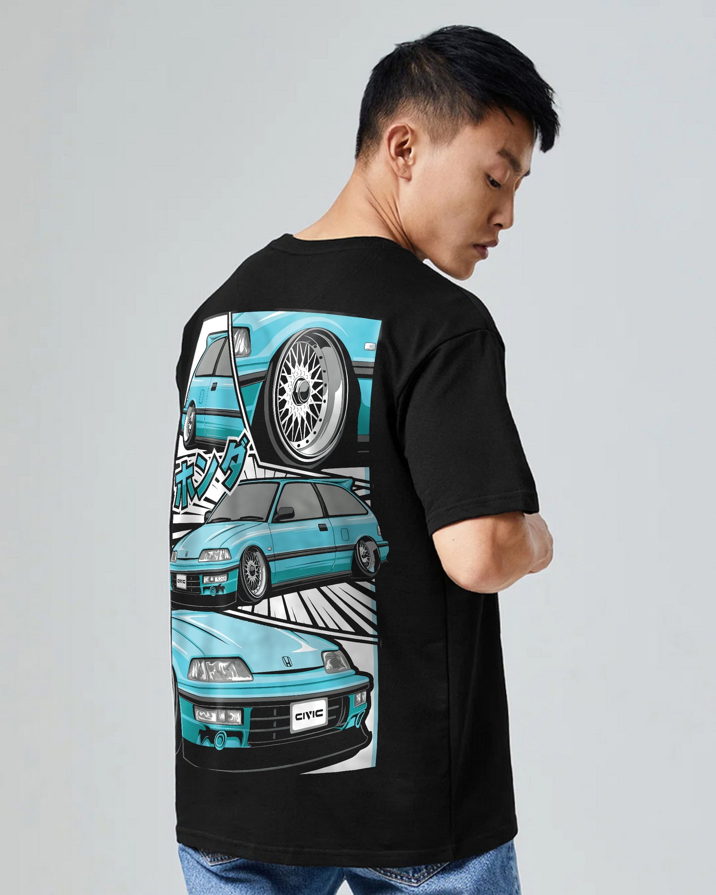 Honda Civic Oversized Tee Black 260GSM