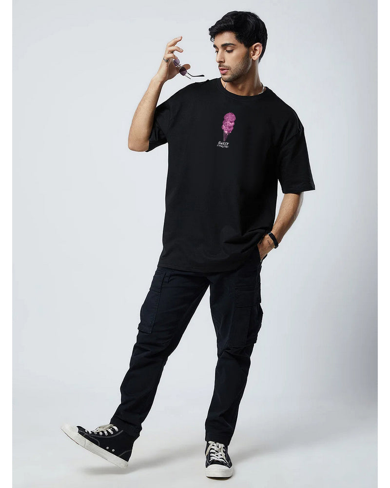 Sweet Knowledge Oversized Black T-shirt