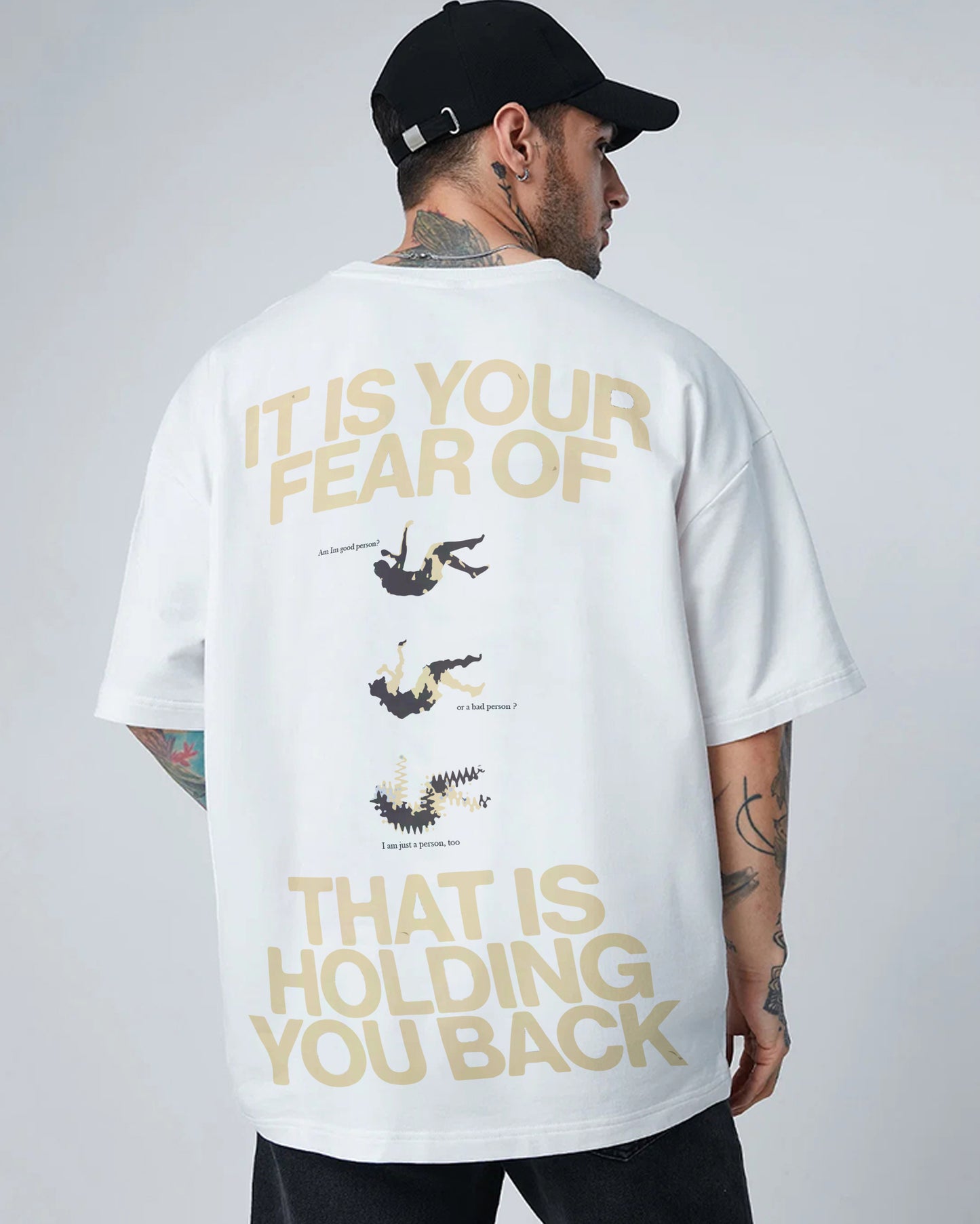 CHALLENGE YOUR FEAR MOTIVATION WHITE OVERSIZED T-SHIRT