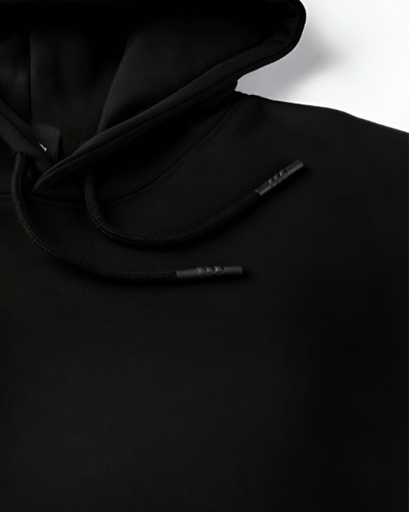 HIGH AND LOW REGULAR FIT BLACK HOODIE