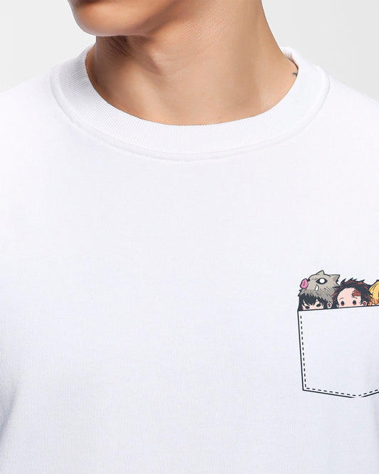 Pocket Anime White | Regular Fit Sweatshirt