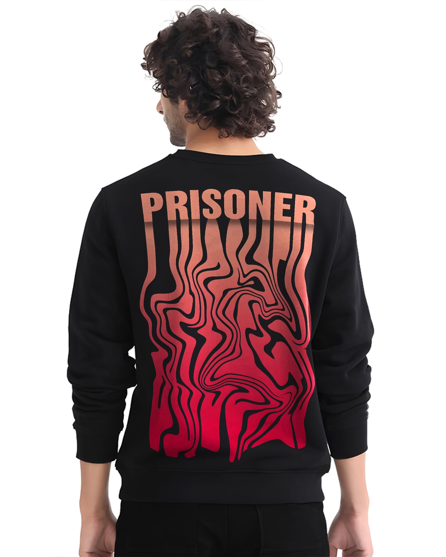 Printed Black Cotton | Regular Fit Sweatshirt