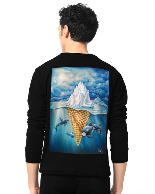 MELTING ICE AND BERG BLACK SWEATSHIRT