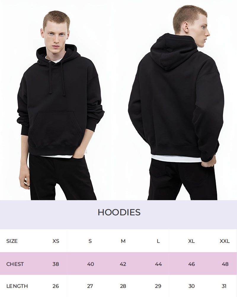 HIGH AND LOW REGULAR FIT BLACK HOODIE