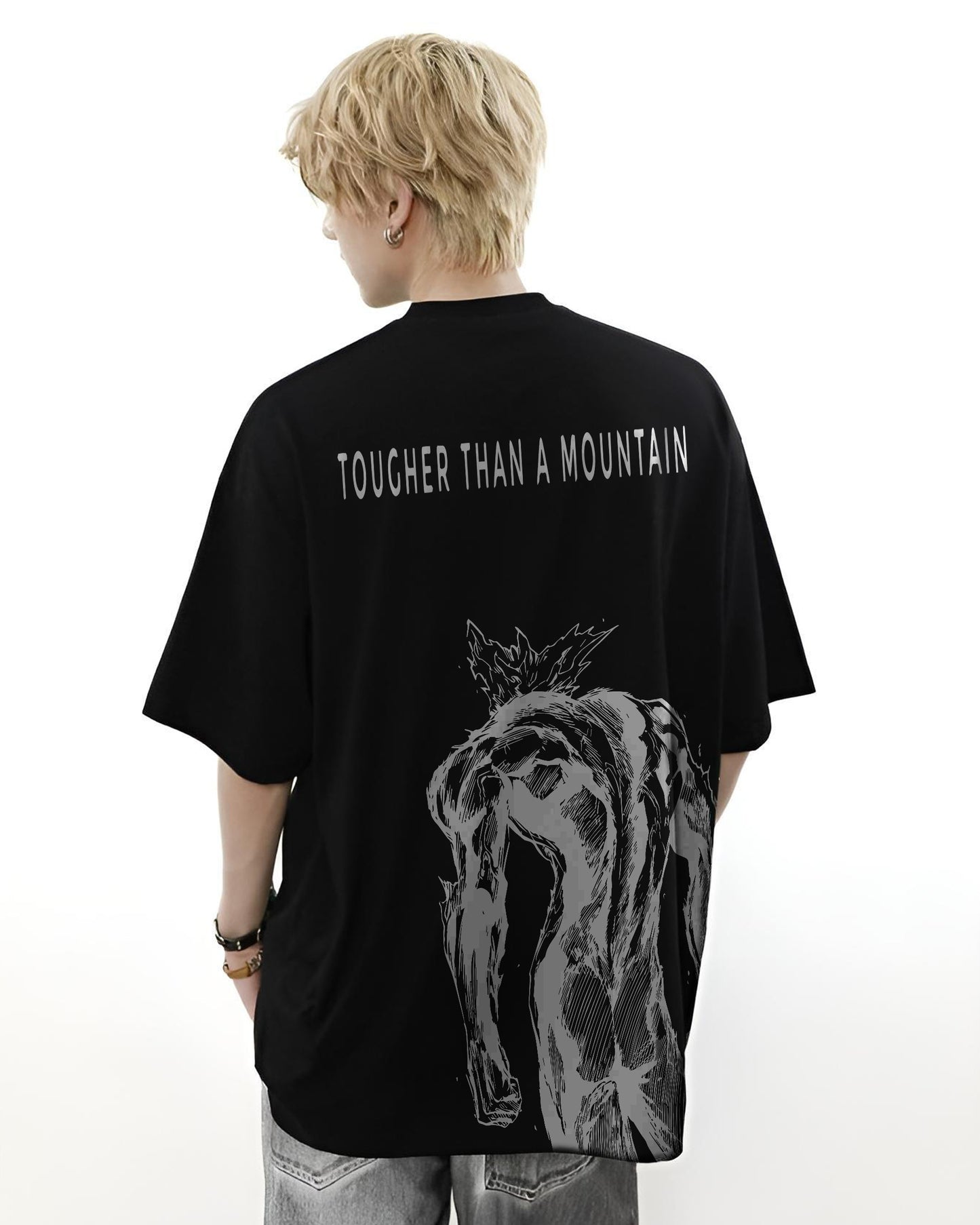 TOUGHER THAN A MOUNTAIN BLACK OVERSIZED T-SHIRT