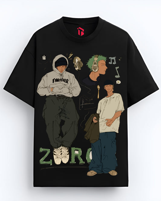 ZORO ANIME BLACK OVERSIZED T-SHIRT