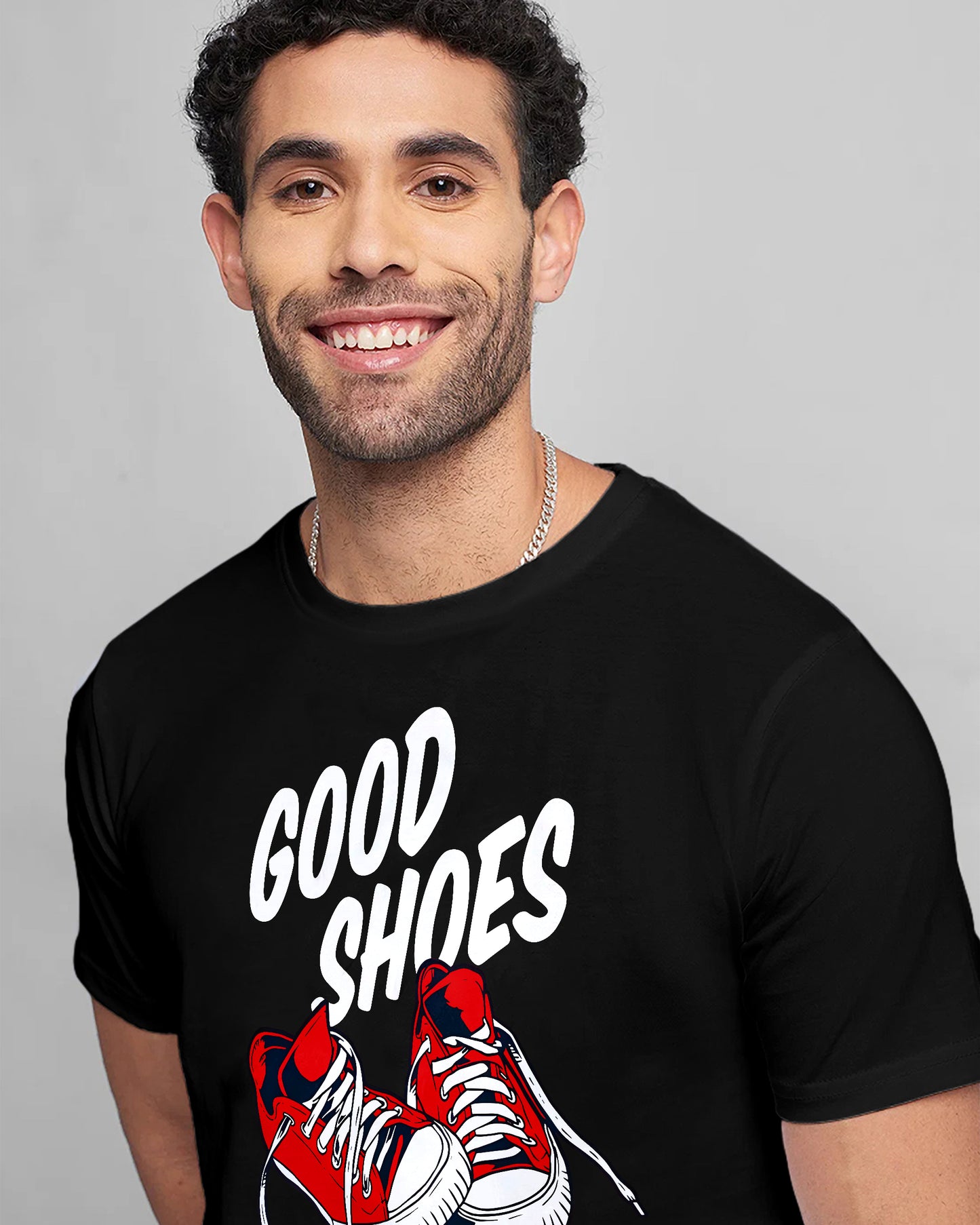 GOOD SHOES FOR GOOD PLACE BLACK T-SHIRT