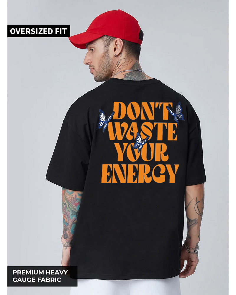 Save Energy Oversized Black T-shirt