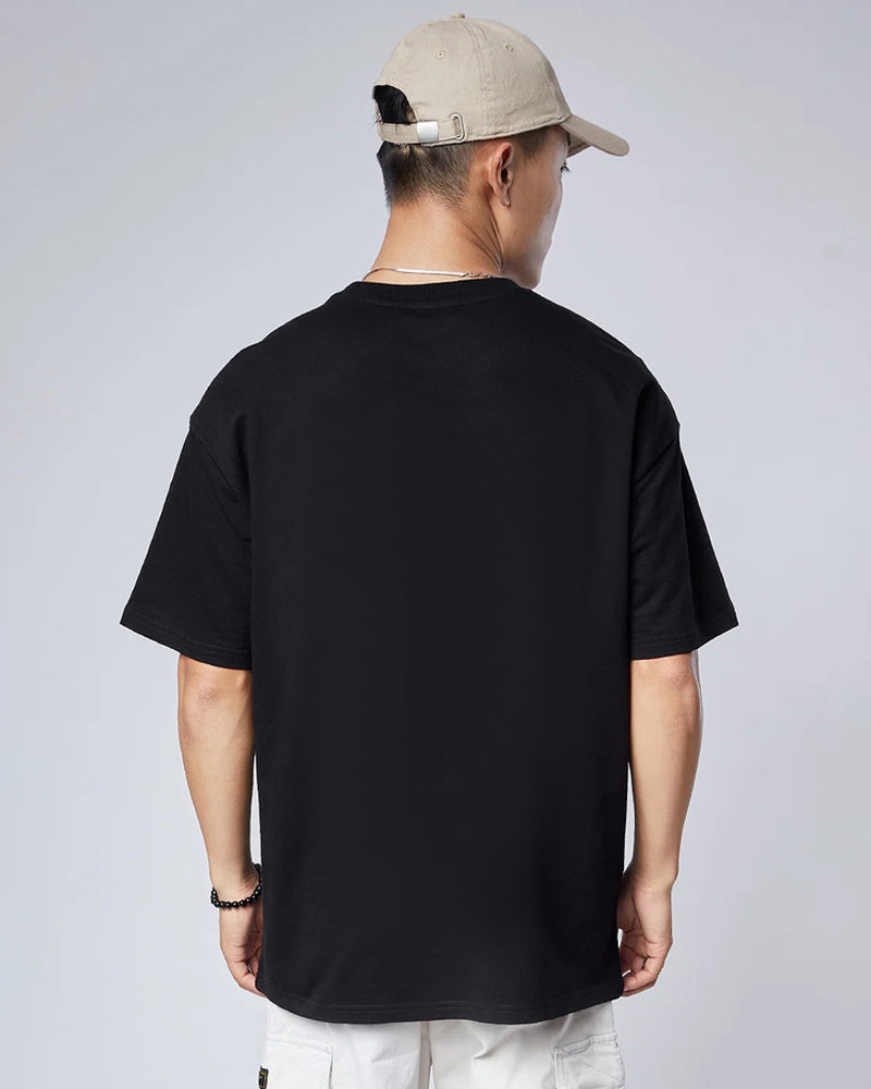 Solid Oversized Fit Black T-Shirt