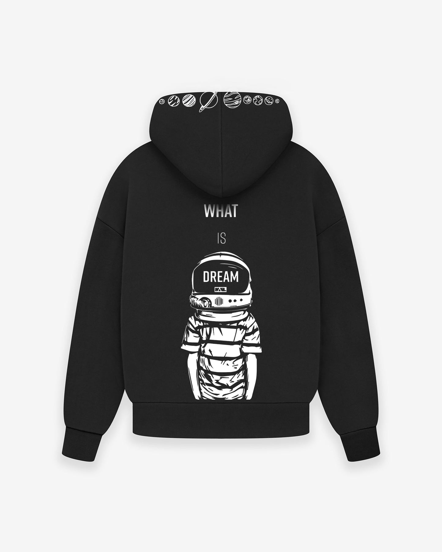 A DREAM TO UNIVERSE ASTRONAUT BLACK HOODIE