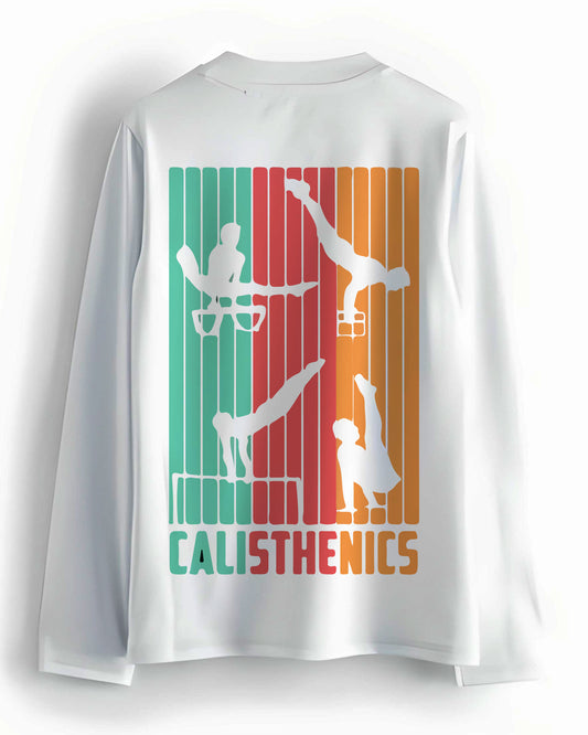 CALISTHENICS CLASSIC MOVES WHITE FULL SLEEVES T-SHIRT