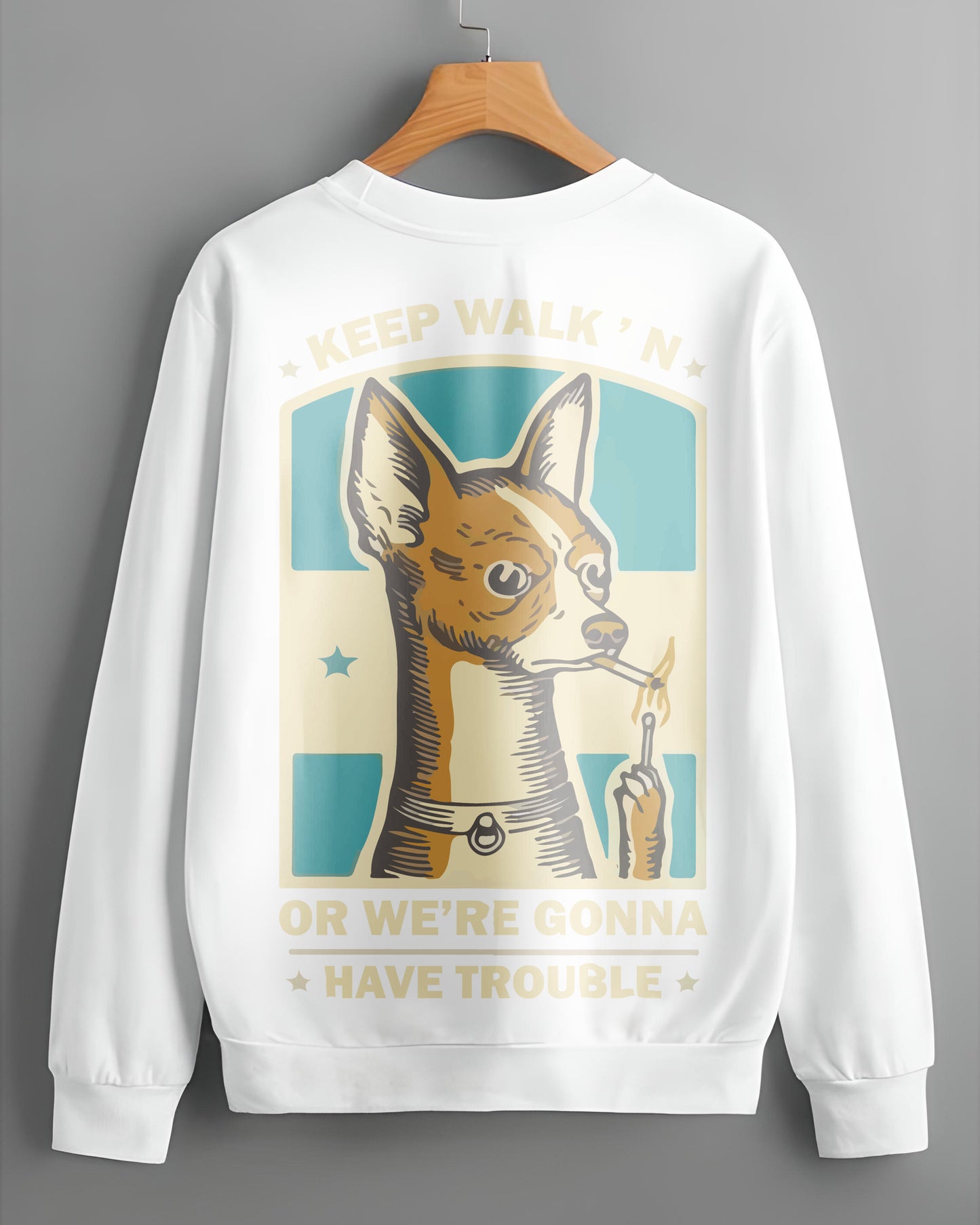 GANGSTAR DOG CHIHUAHUA WHITE SWEATSHIRT