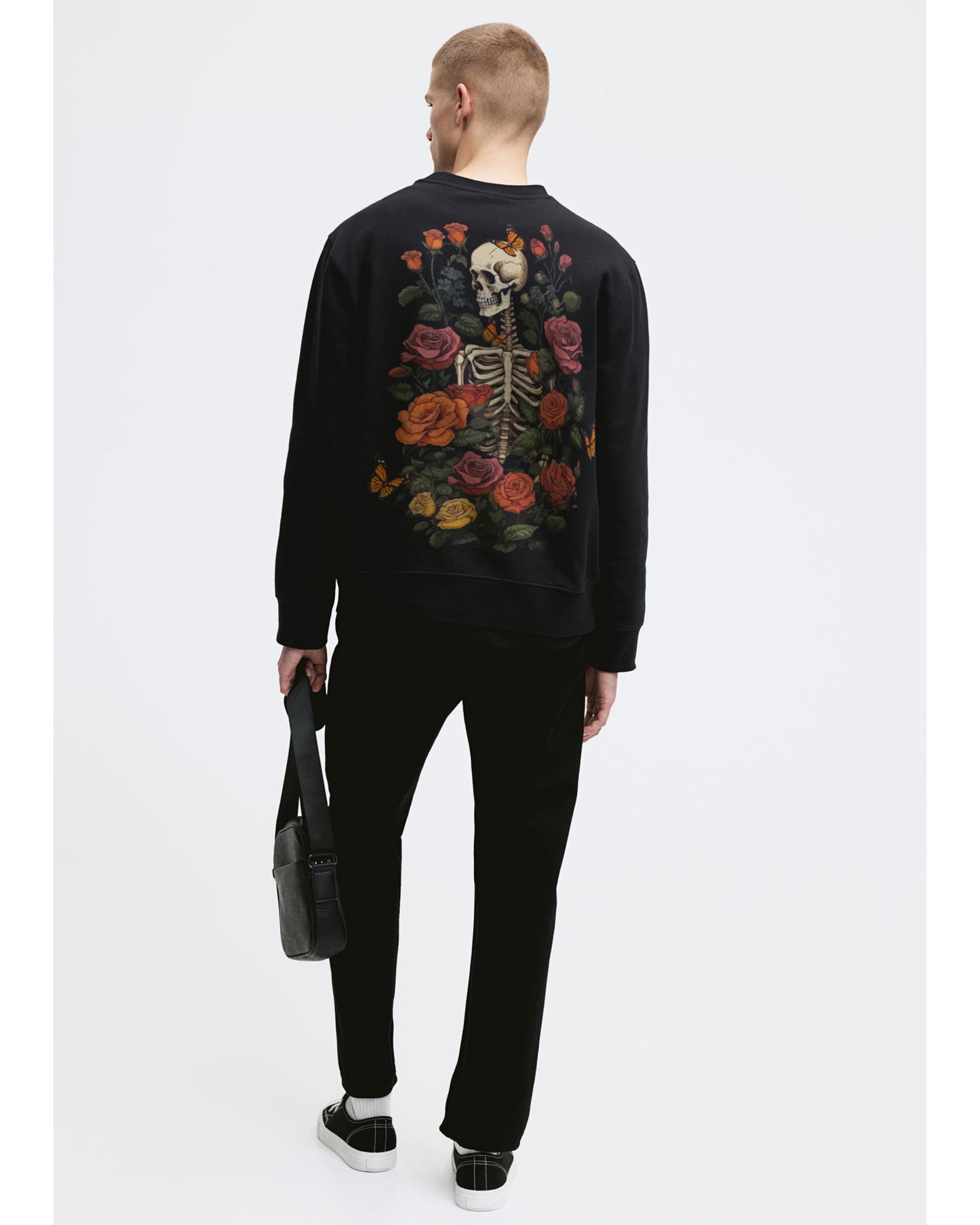 Skeleton Blossom Black Regular Fit Sweatshirt