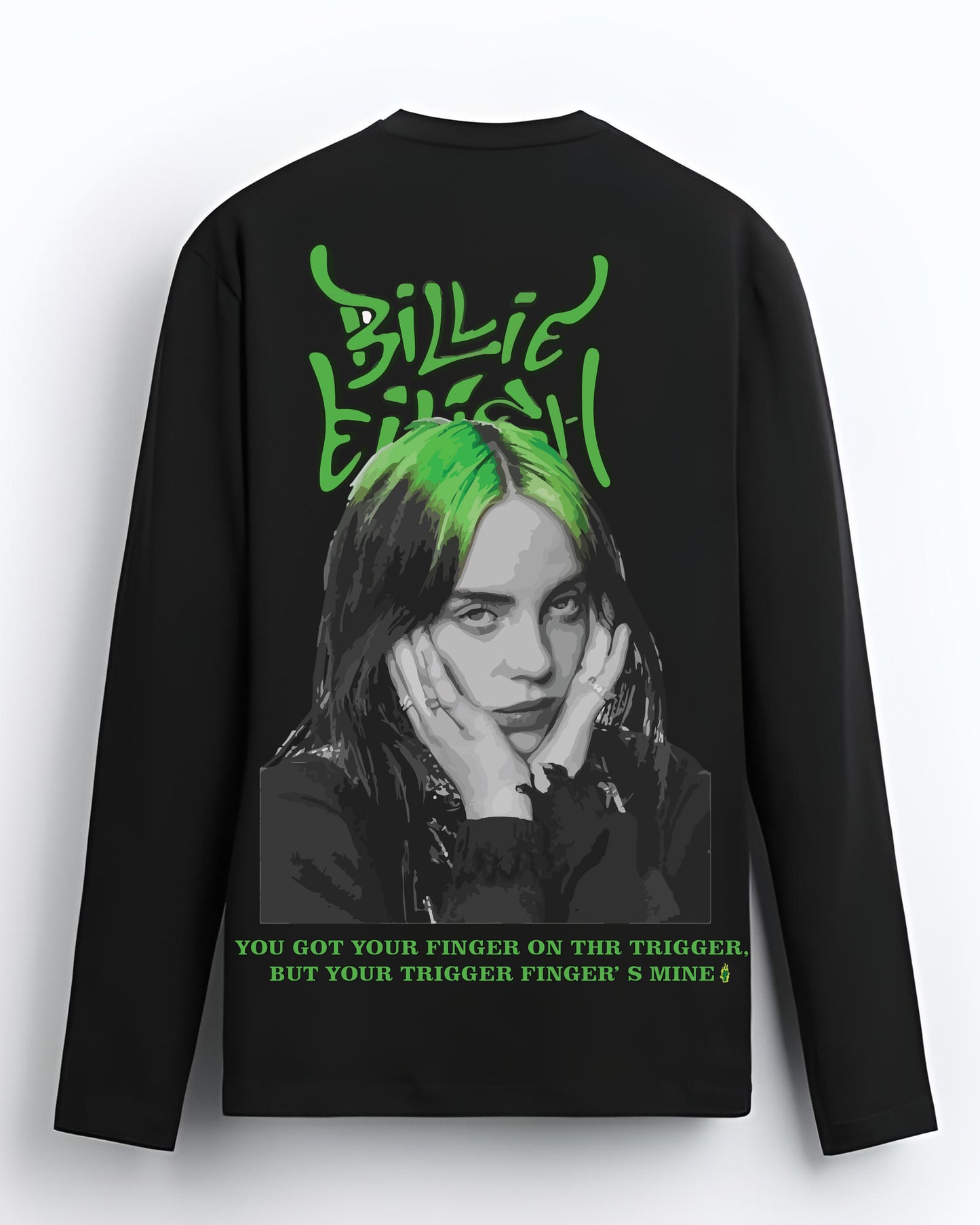 BILLIE EILISH MELODIUS MUSIC FULL SLEEVES BLACK T-SHIRT