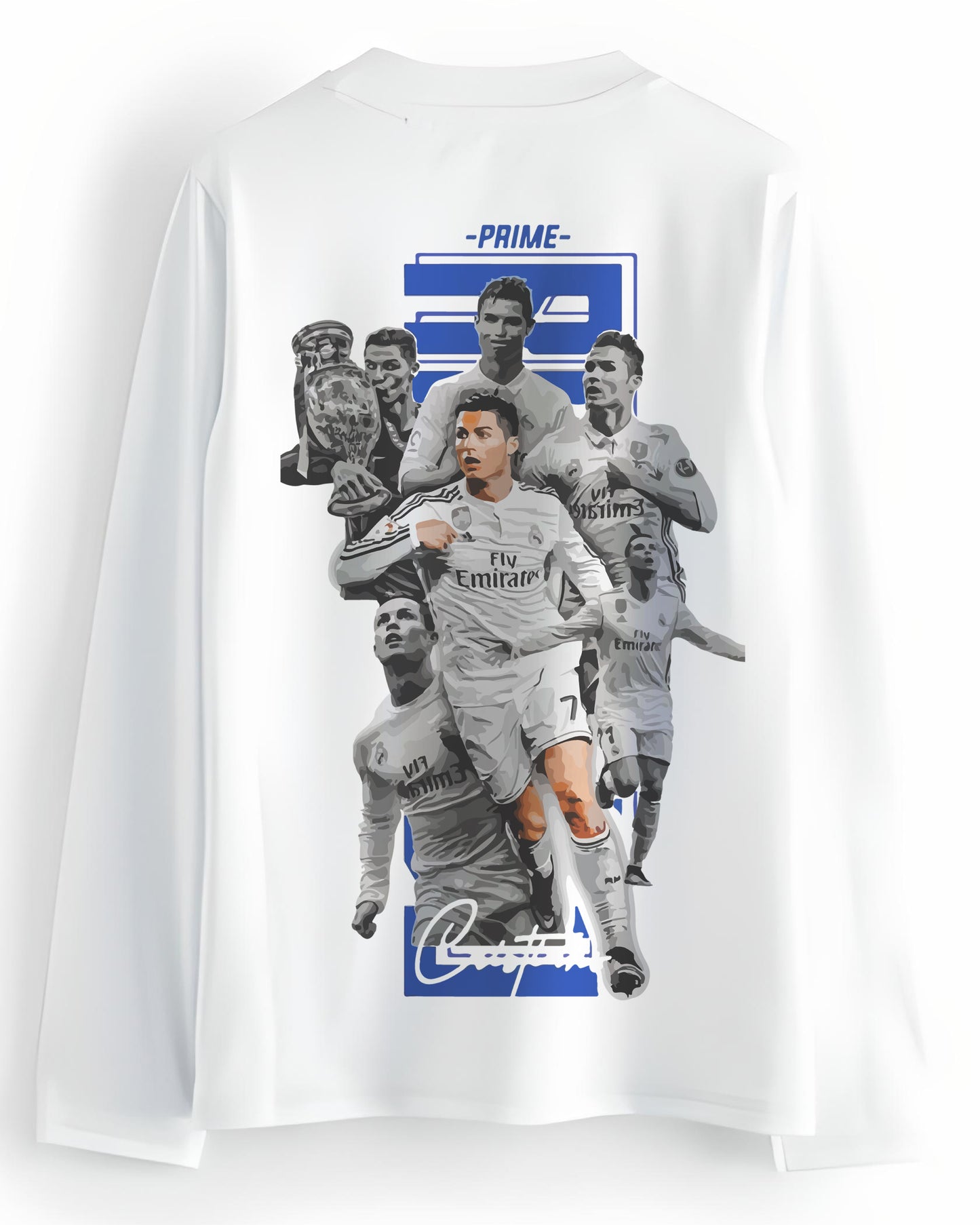 CRISTIANO RONALDO ICONIC FOOTBALL WHITE FULL SLEEVES T-SHIRT