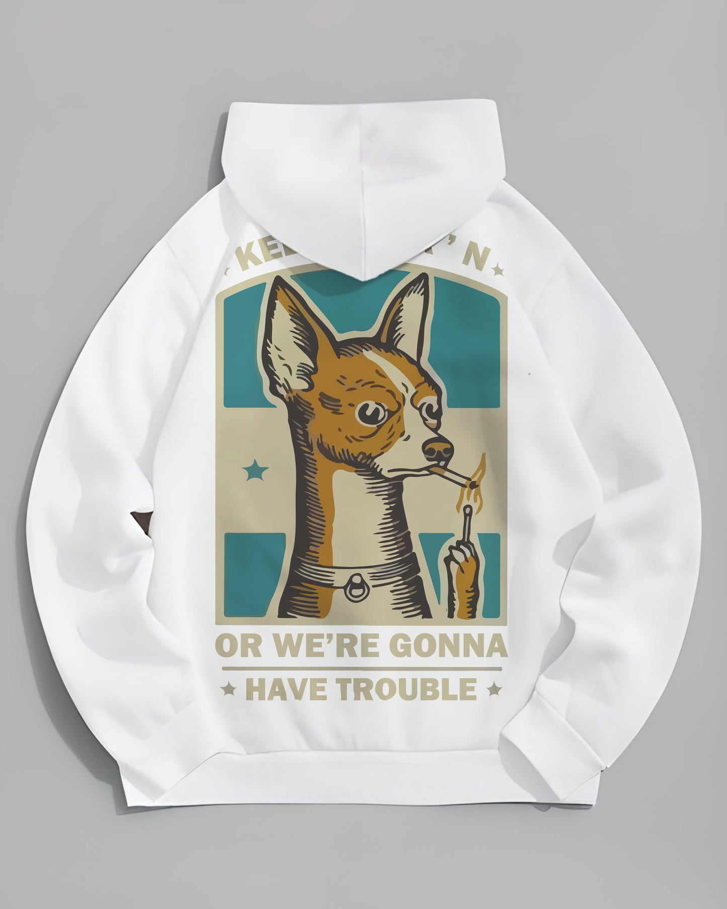 GANGSTAR DOG CHIHUAHUA WHITE HOODIE