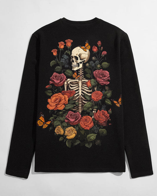 Skeleton Blossom Full-sleeve Black T-shirt