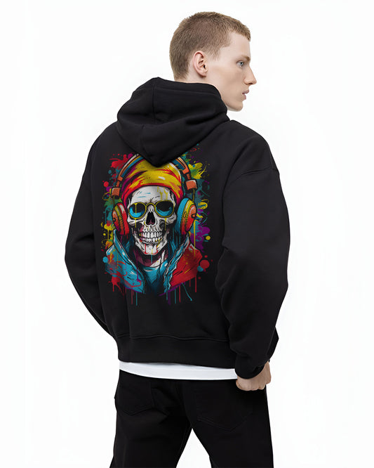 MELODIOUS COLORFUL HEADPHONE INDIVIDUAL BLACK HOODIE