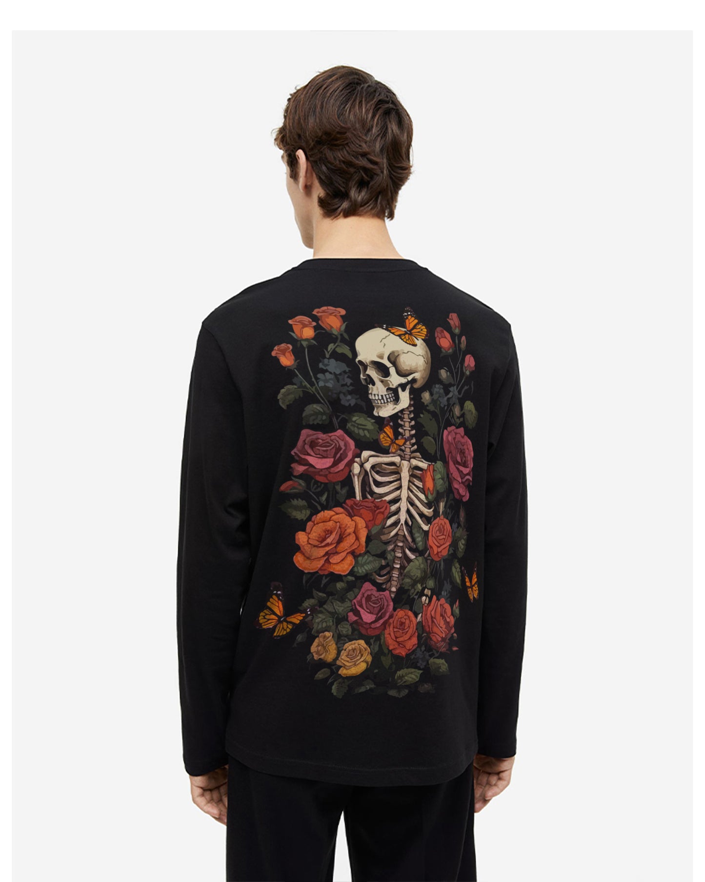 Skeleton Blossom Full-sleeve Black T-shirt