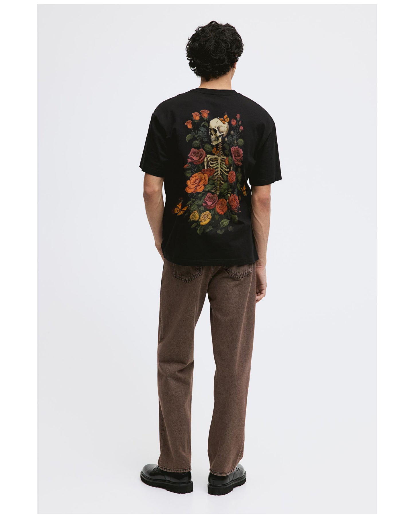 SKELETON BLOSSOM BLACK OVERSIZED T-SHIRT