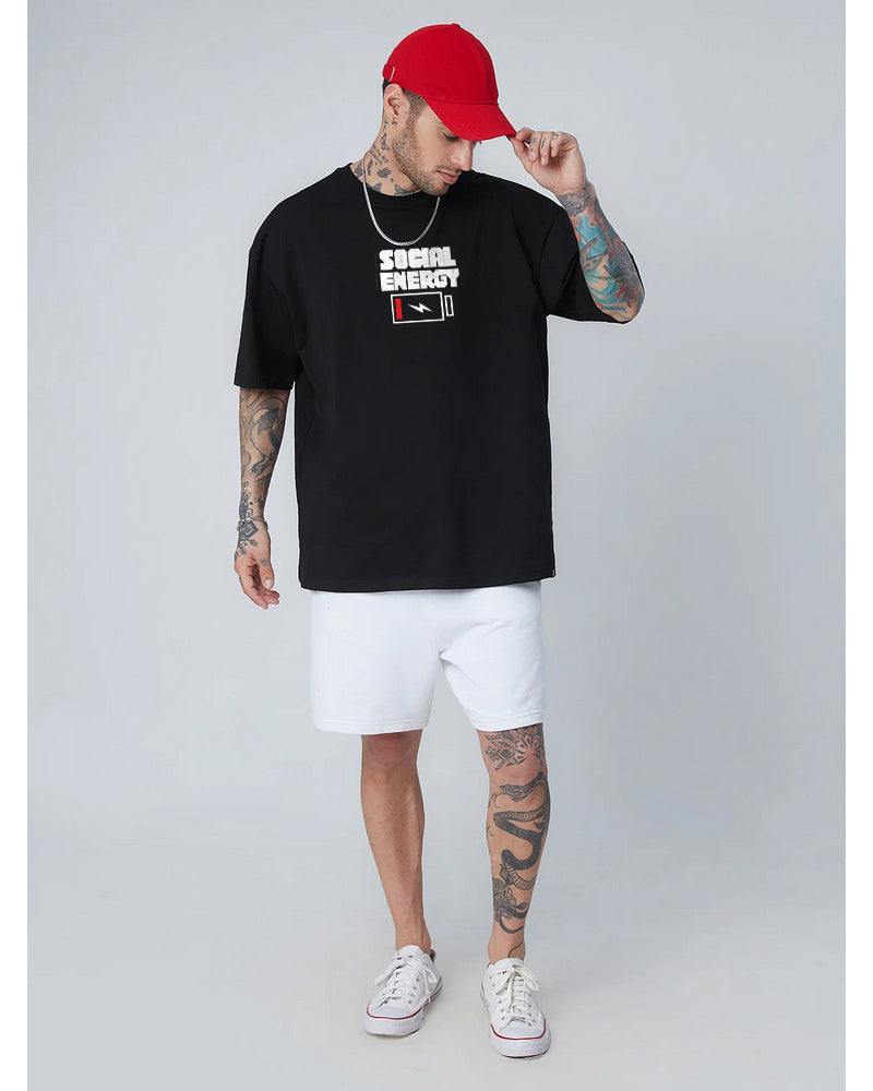 LOW ON ENERGY Oversized Black T-shirt