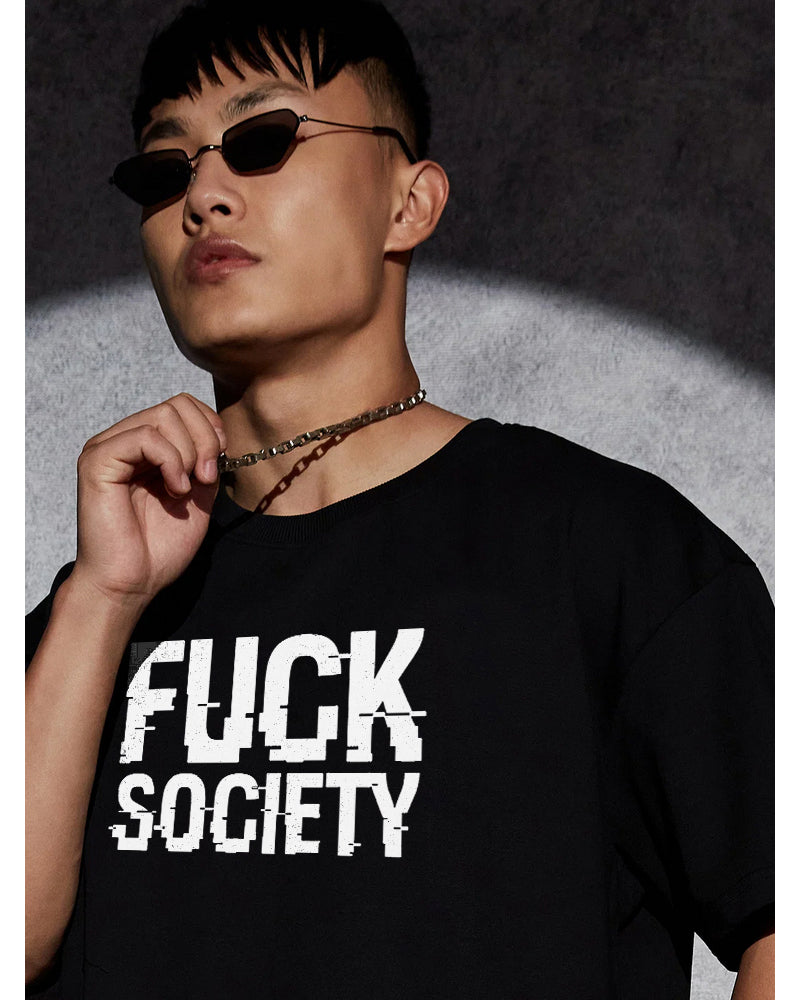 FUCK SOCIETY Oversized Black T-shirt