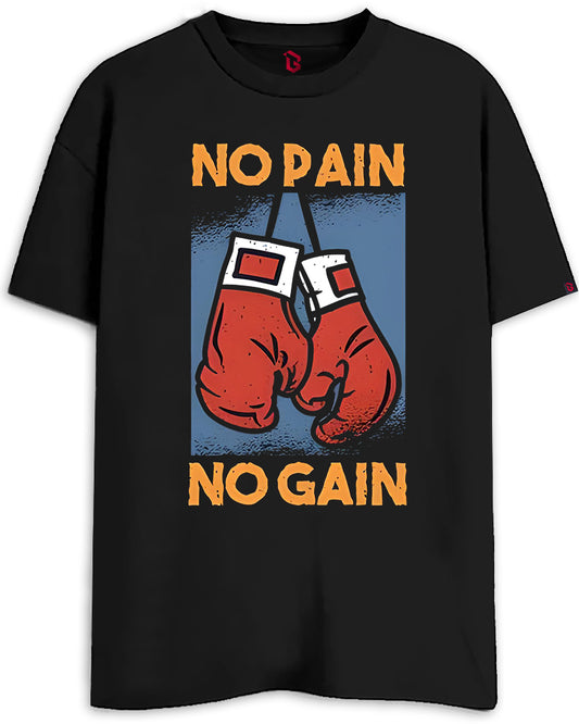 NO PAIN NO GAIN  Oversized Black T-shirt