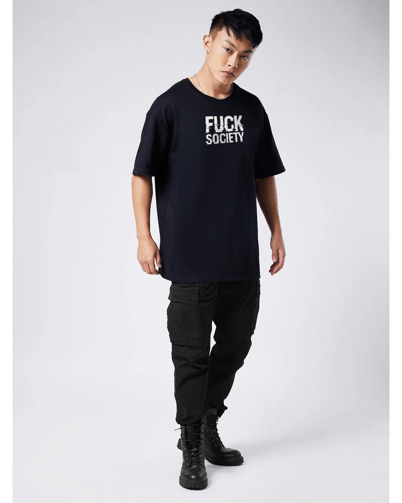 FUCK SOCIETY Oversized Black T-shirt