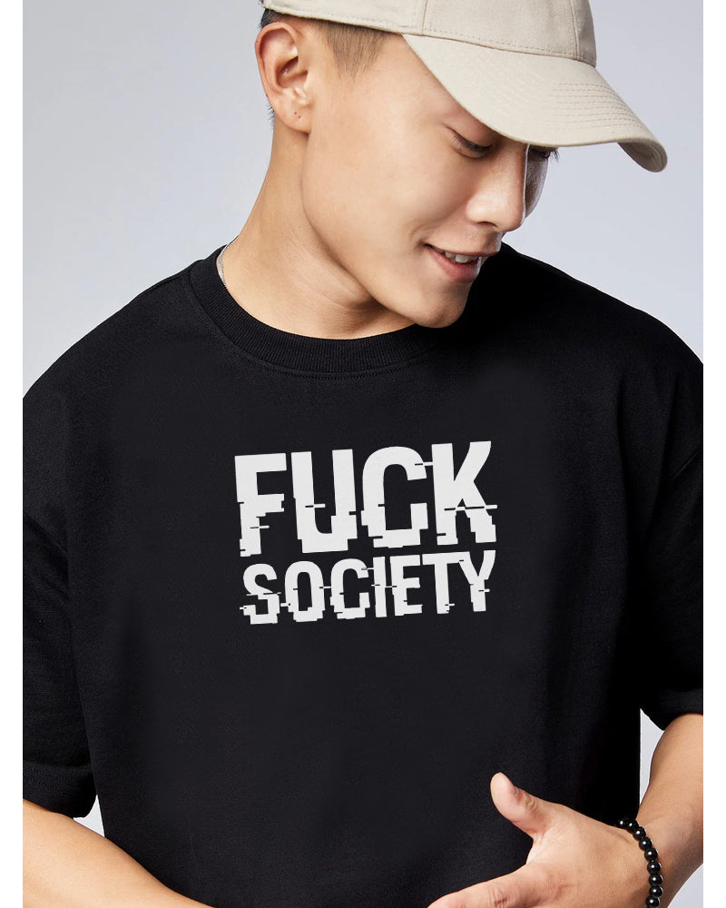 FUCK SOCIETY Oversized Black T-shirt