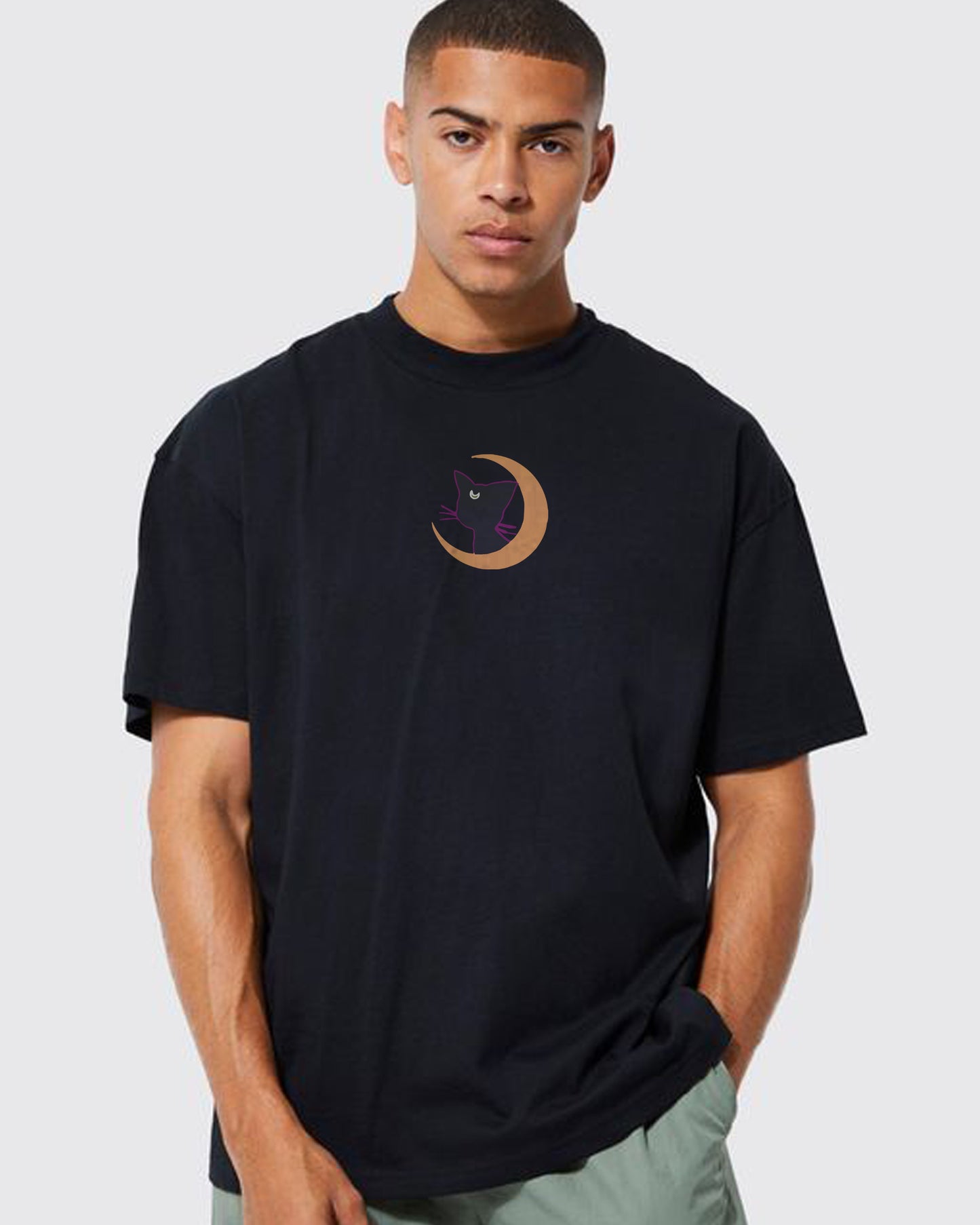 MIDNIGHT CAT MOONLIGHT BLACK REGULAR T-SHIRT