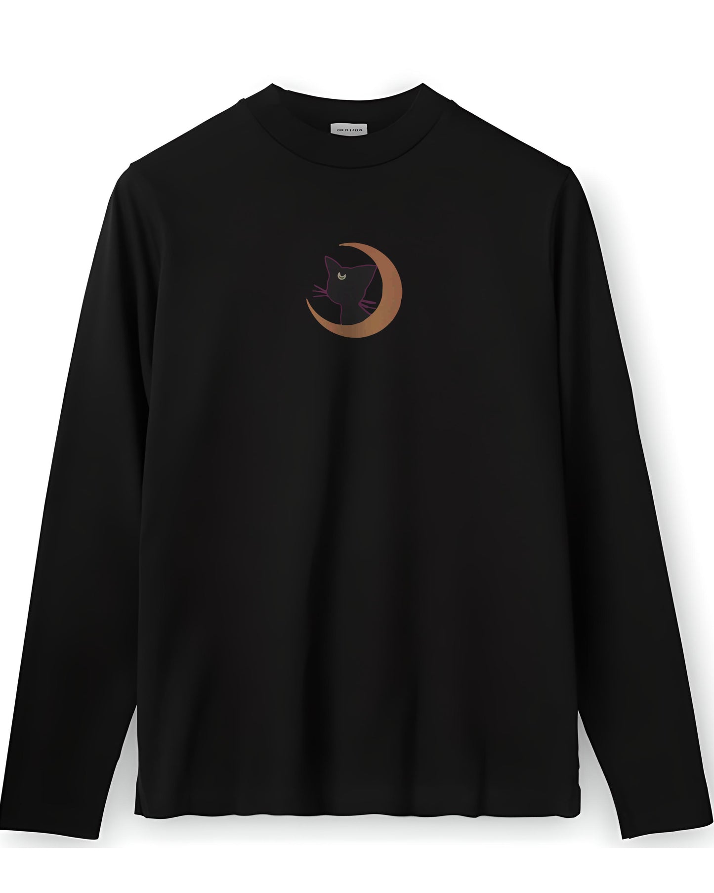 MIDNIGHT CAT MOONLIGHT BLACK FULL SLEEVES T-SHIRT