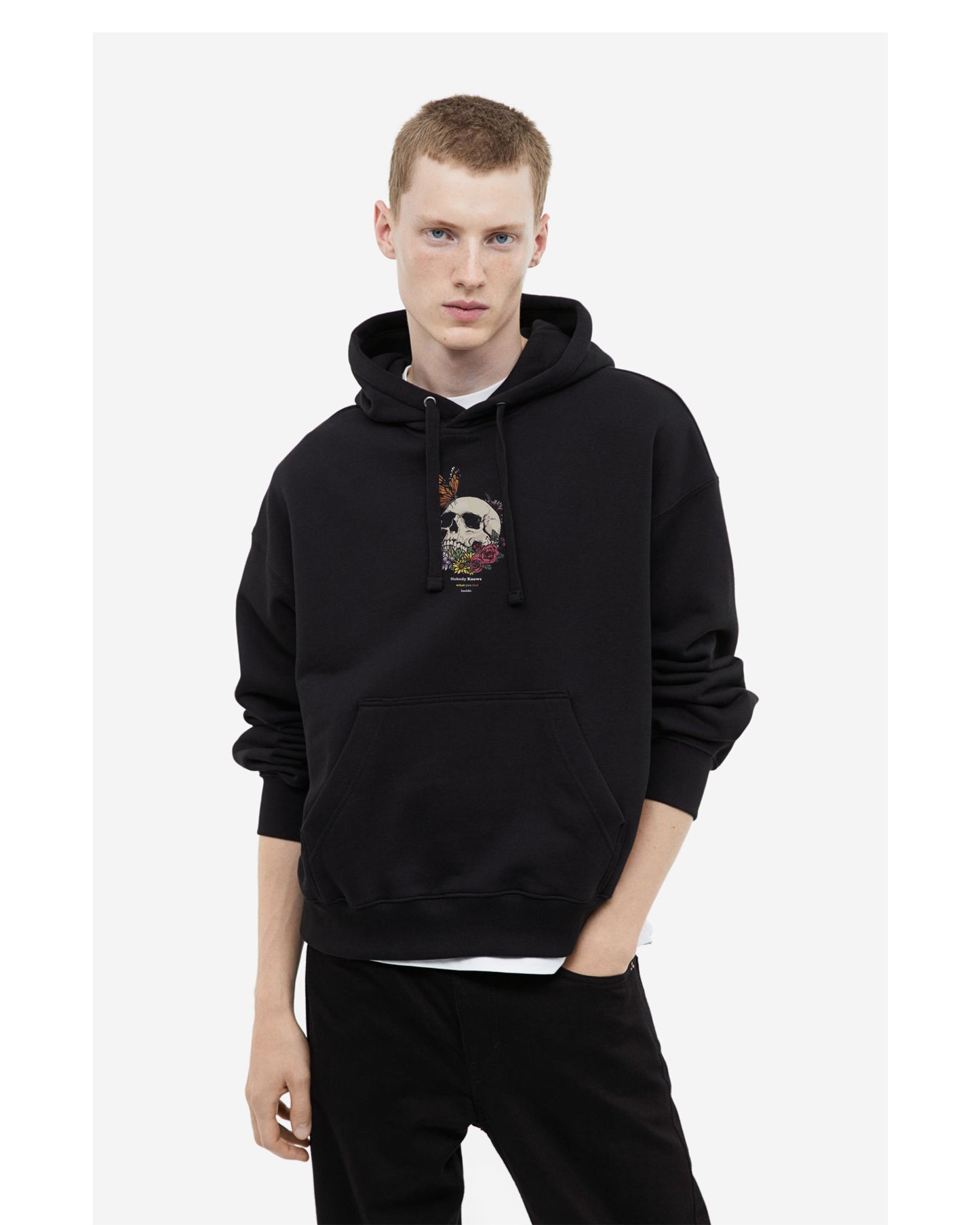 Skeleton Blossom Black Hoodie