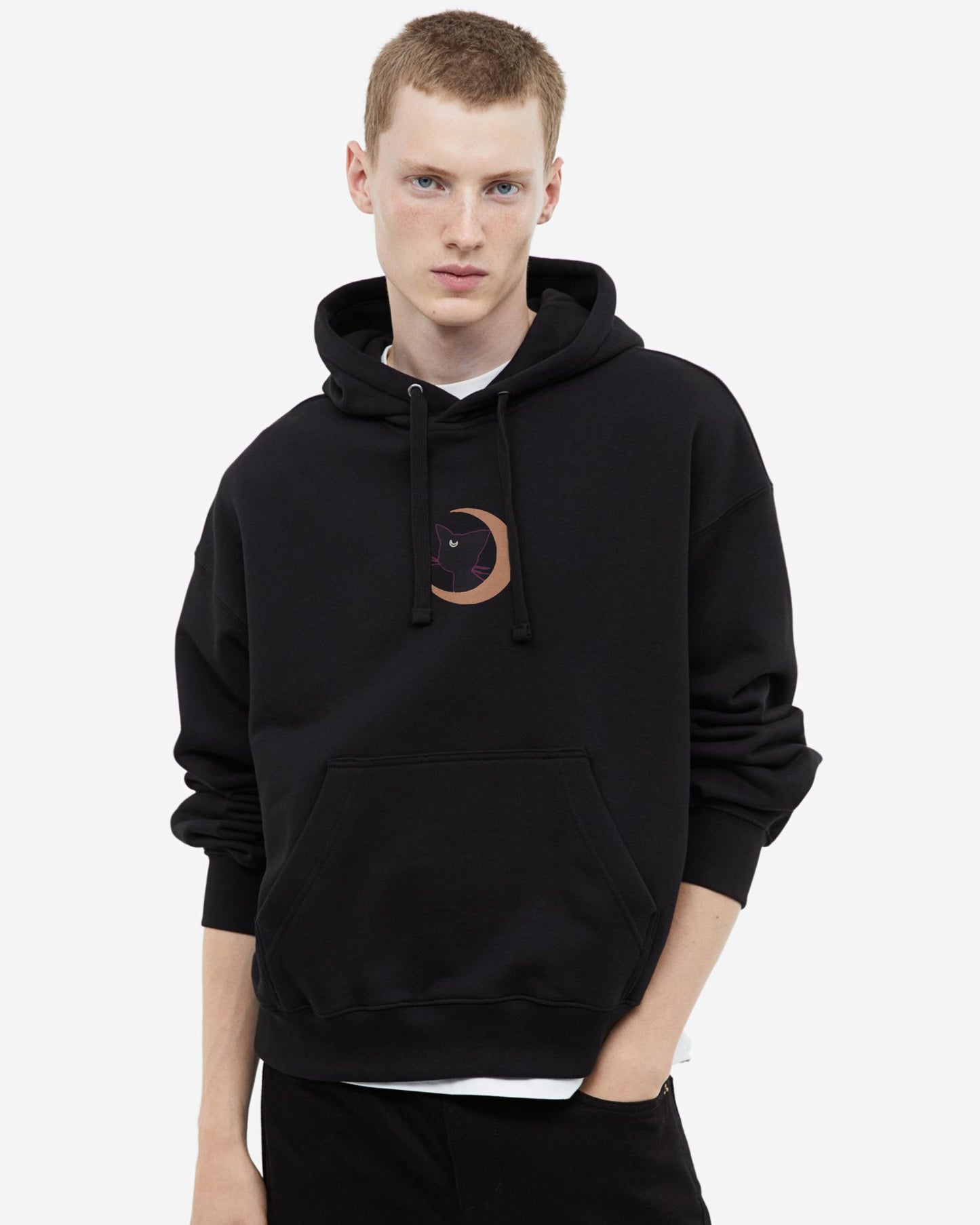 MIDNIGHT CAT MOONLIGHT BLACK HOODIE