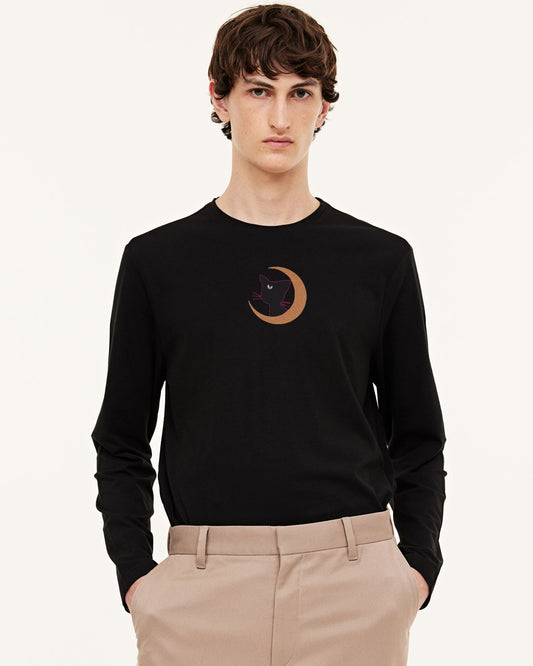 MIDNIGHT CAT MOONLIGHT BLACK FULL SLEEVES T-SHIRT