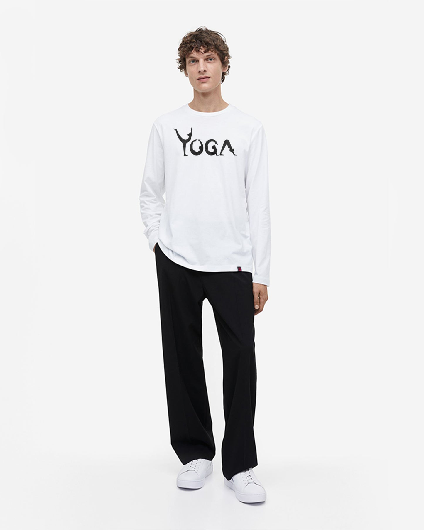 YOGA FIT AND ENERGETIC WHITE FULL SLEEVES T-SHIRT