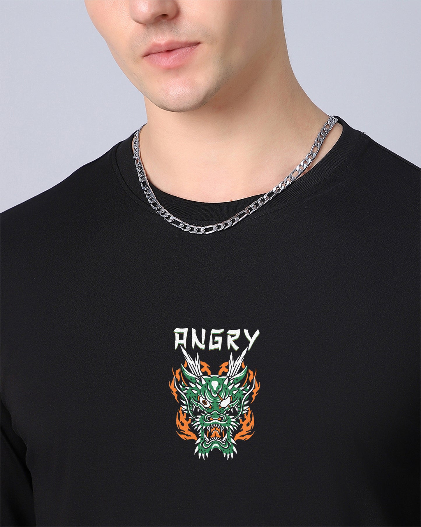 JAPANESE ANGRY FIRE DRAGON FULL SLEEVES BLACK T-SHIRT