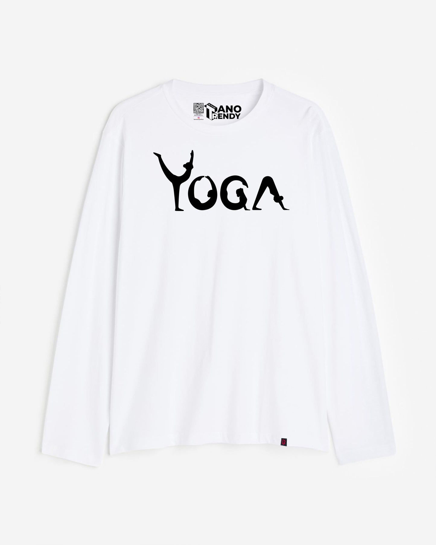 YOGA FIT AND ENERGETIC WHITE FULL SLEEVES T-SHIRT