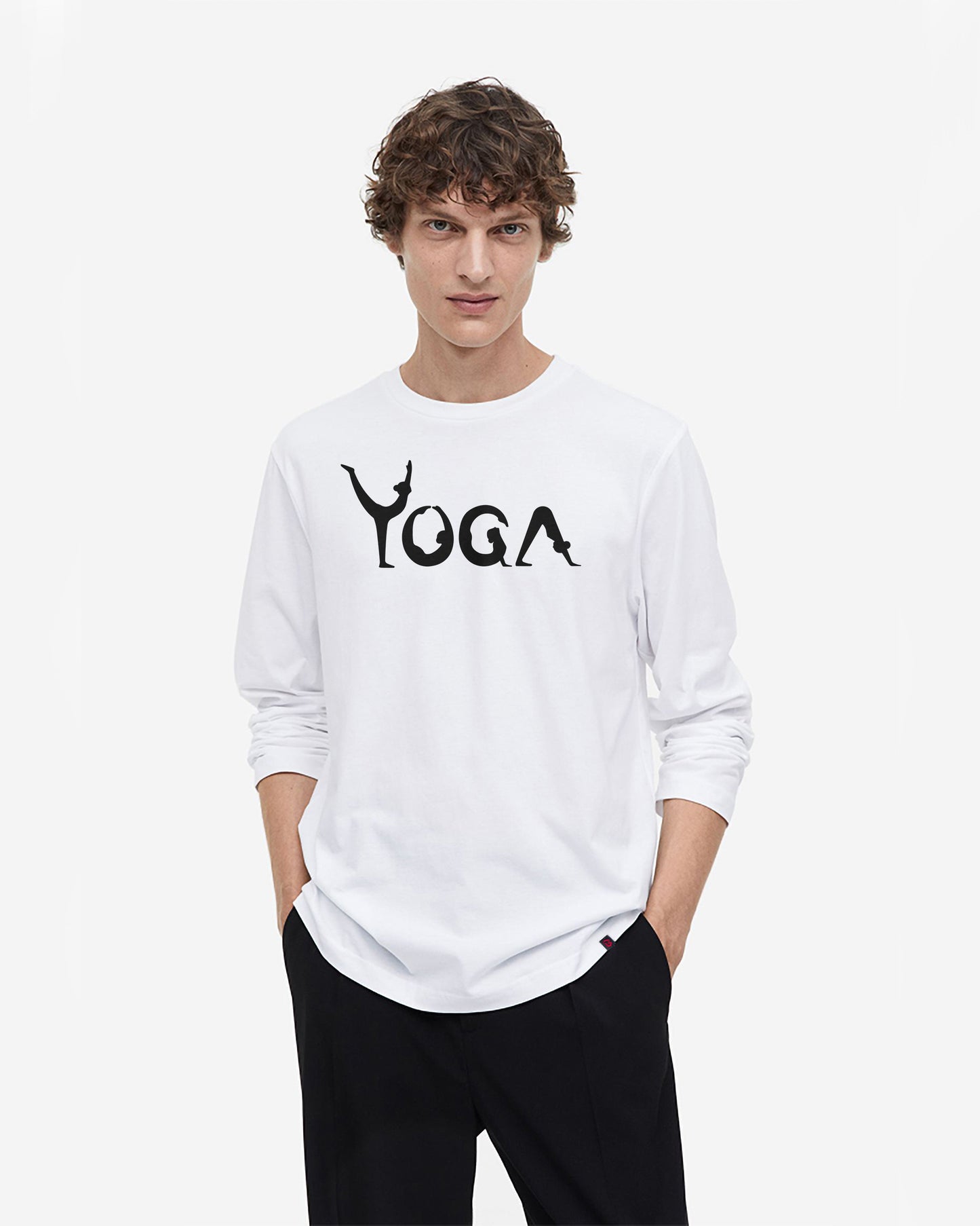 YOGA FIT AND ENERGETIC WHITE FULL SLEEVES T-SHIRT