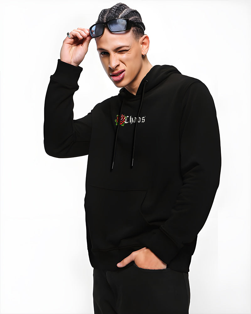 BEAUTIFUL CHAOS FULL SLEEVES BLACK HOODIE