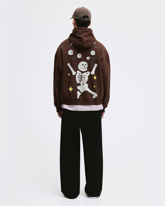 NEED SPACE BABY SKULL REGULAR FIT BROWN HOODIE