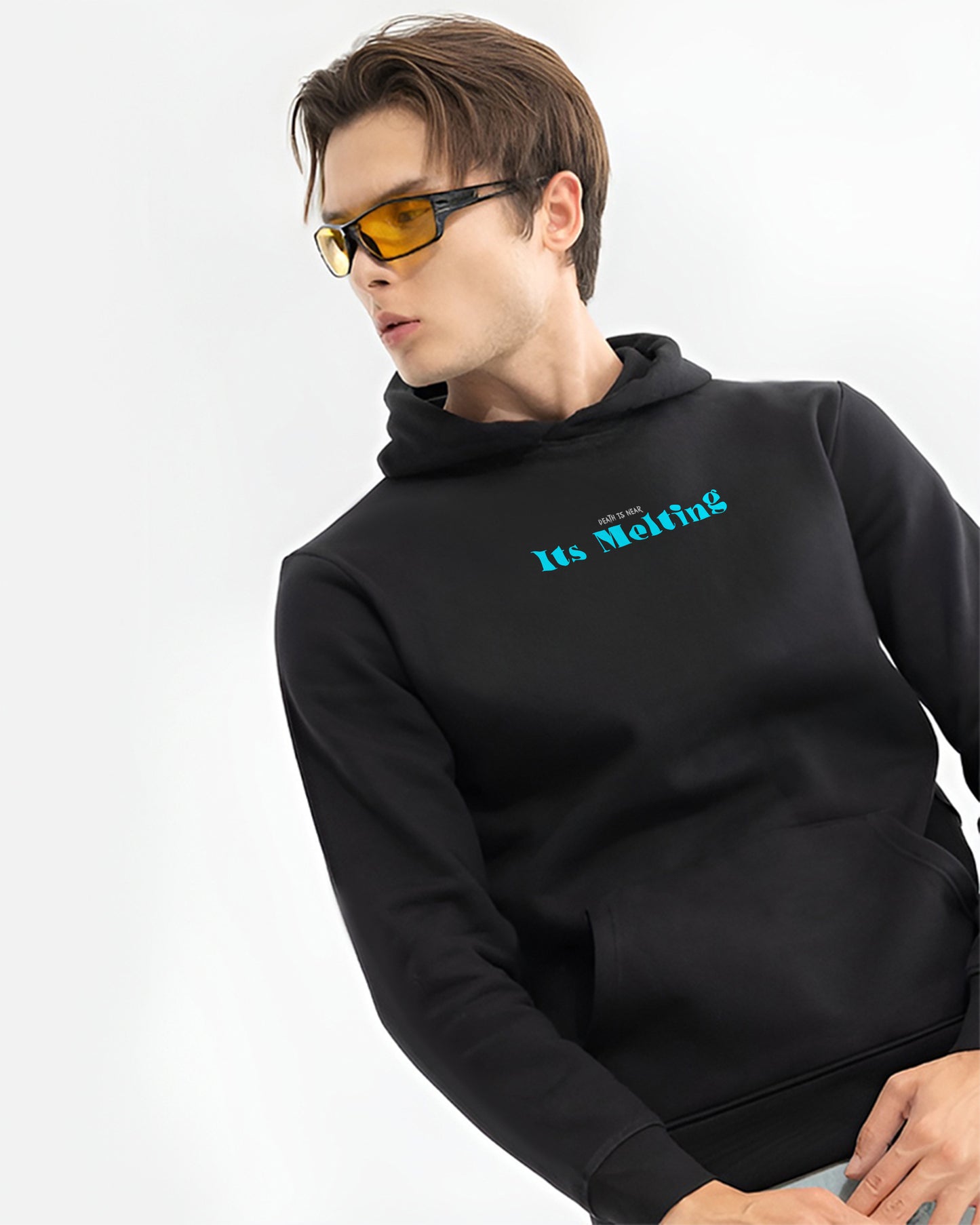 MELTING ICE AND CREAM REGULAR FIT BLACK HOODIE