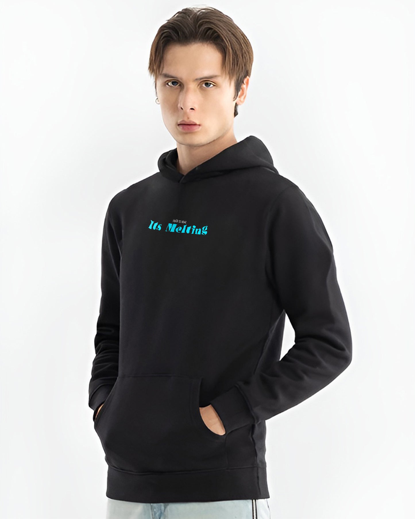 MELTING ICE AND CREAM REGULAR FIT BLACK HOODIE