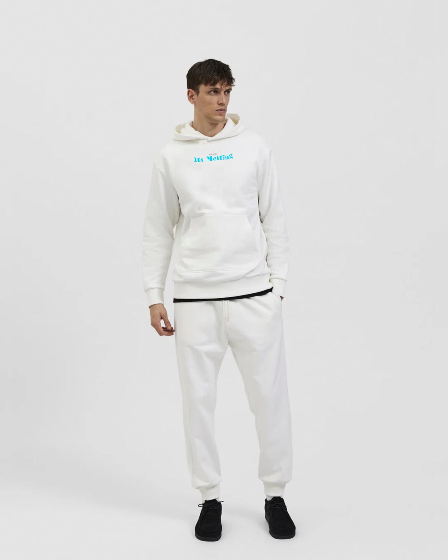 MELTING ICE AND CREAM REGULAR FIT WHITE HOODIE