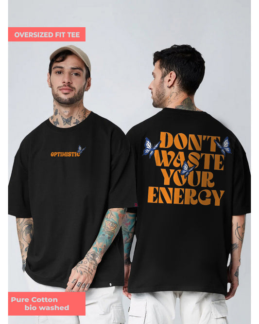 Save Energy Oversized Black T-shirt