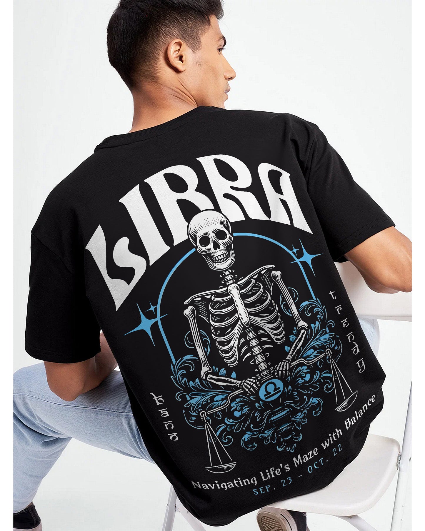 LIBRA ZODIAC OVERSIZED T-SHIRT BLACK 260GSM