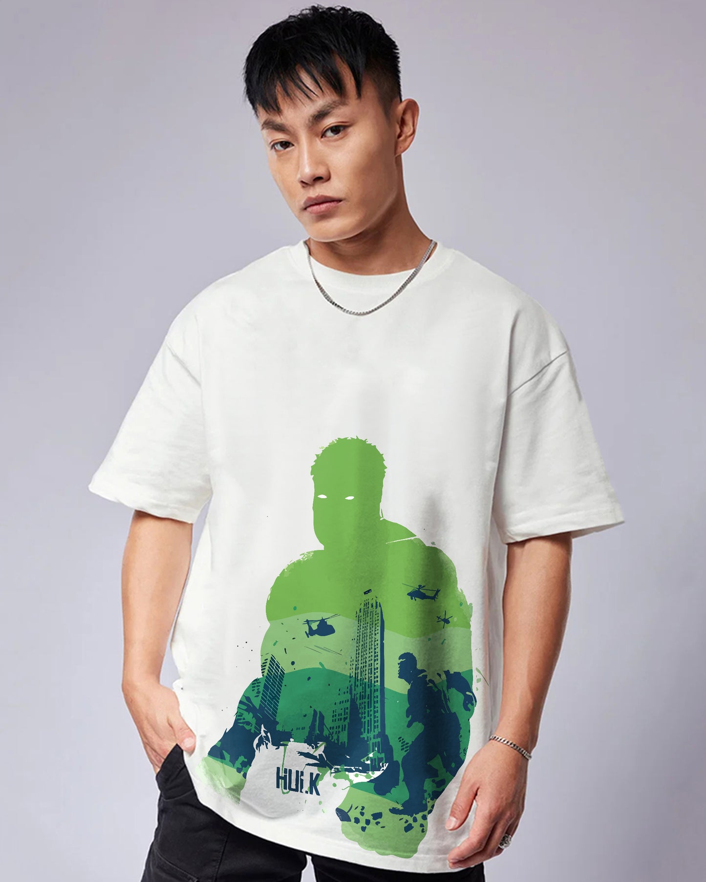 HULK MARVEL AVENGERS WHIITE OVERSIZED T-SHIRT