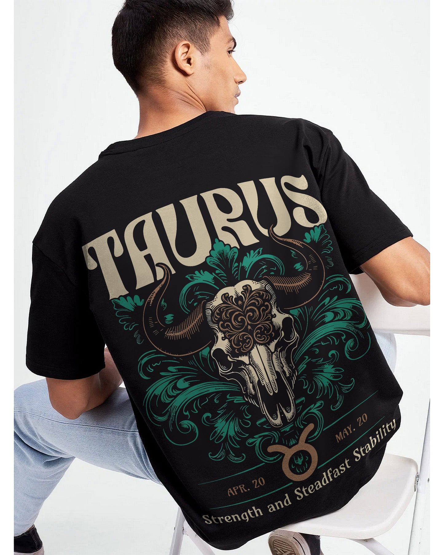 TAURUS ZODIAC OVERSIZED T-SHIRT BLACK 260GSM