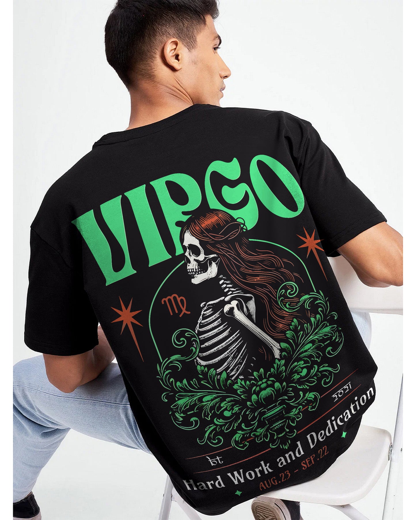 VIRGO ZODIAC OVERSIZED T-SHIRT BLACK 260GSM