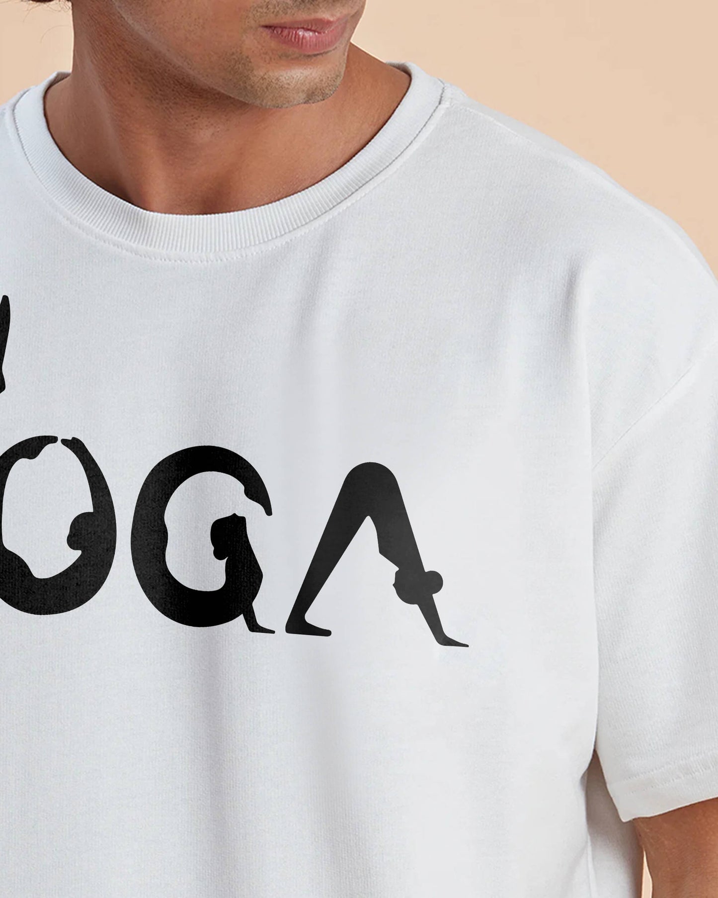 YOGA FIT AND ENERGETIC WHITE OVERSIZED T-SHIRT