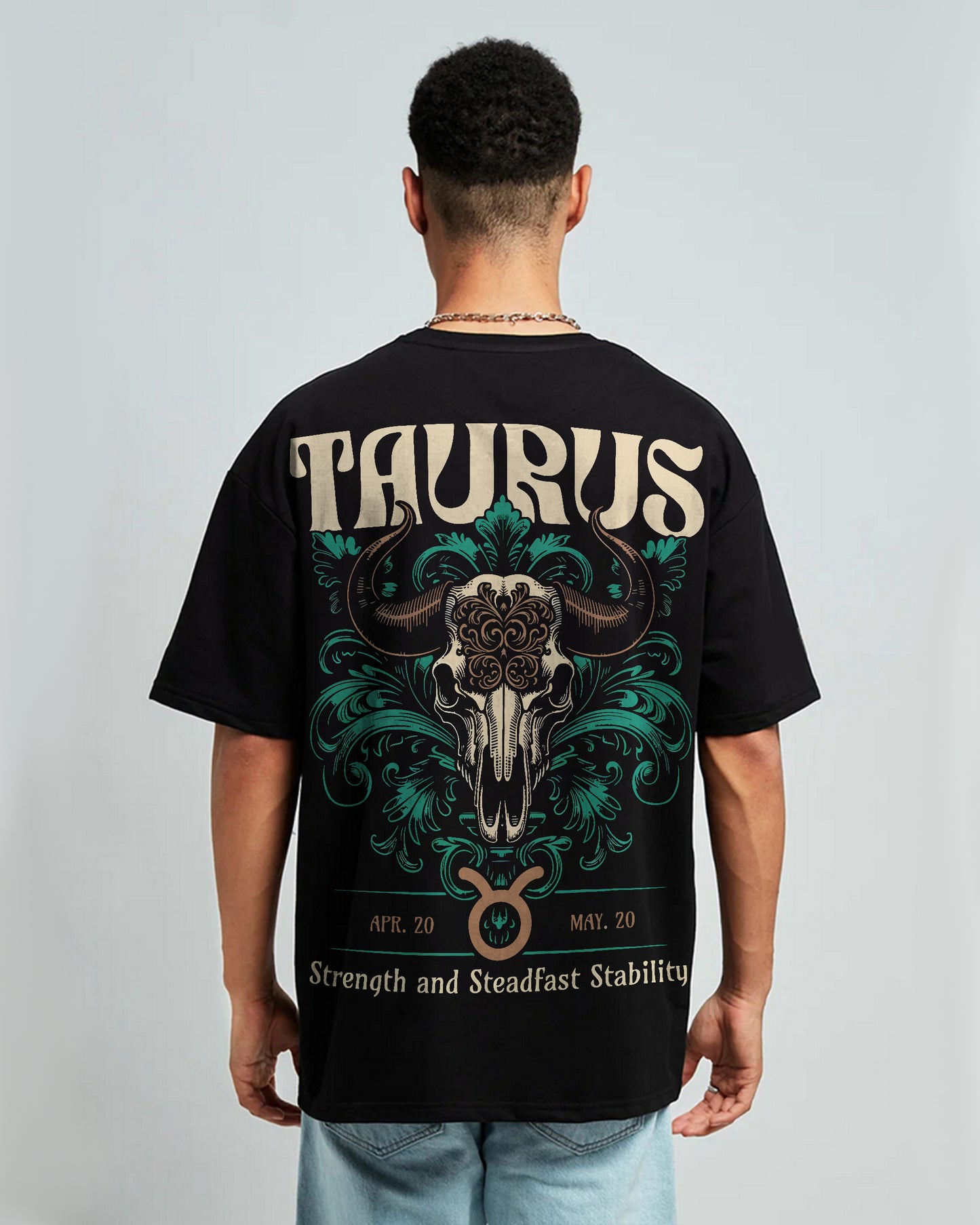 TAURUS ZODIAC OVERSIZED T-SHIRT BLACK 260GSM